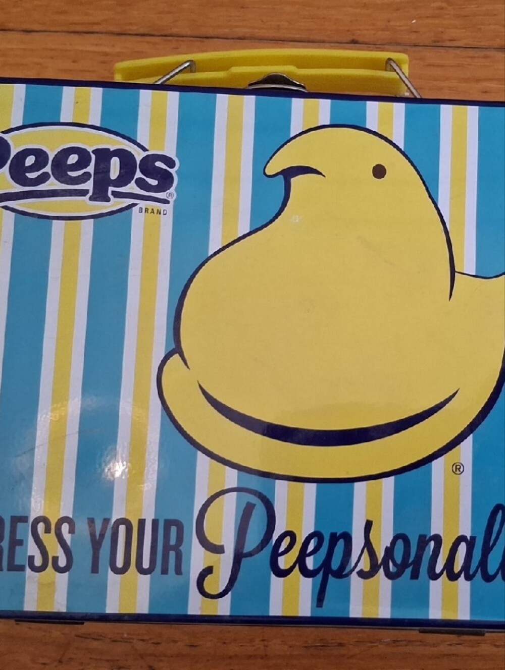 Peeps Striped Metal Lunchbox - Yellow & Aqua